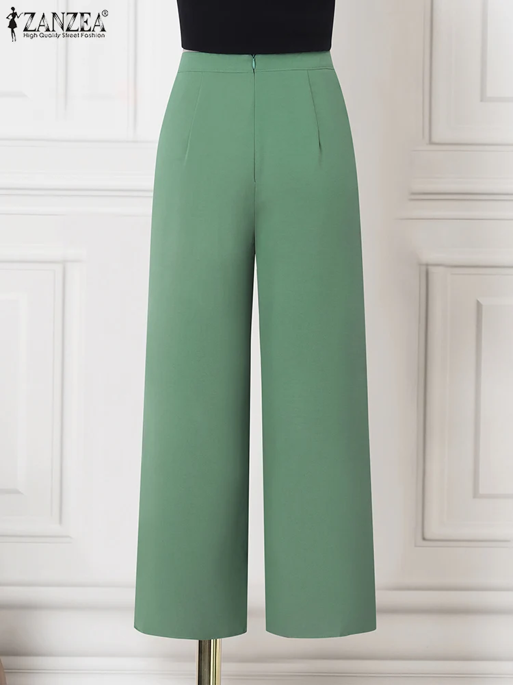 ZANZEA 2024 летние офисные брюки винтажные с широкими штанинами женские элегантные