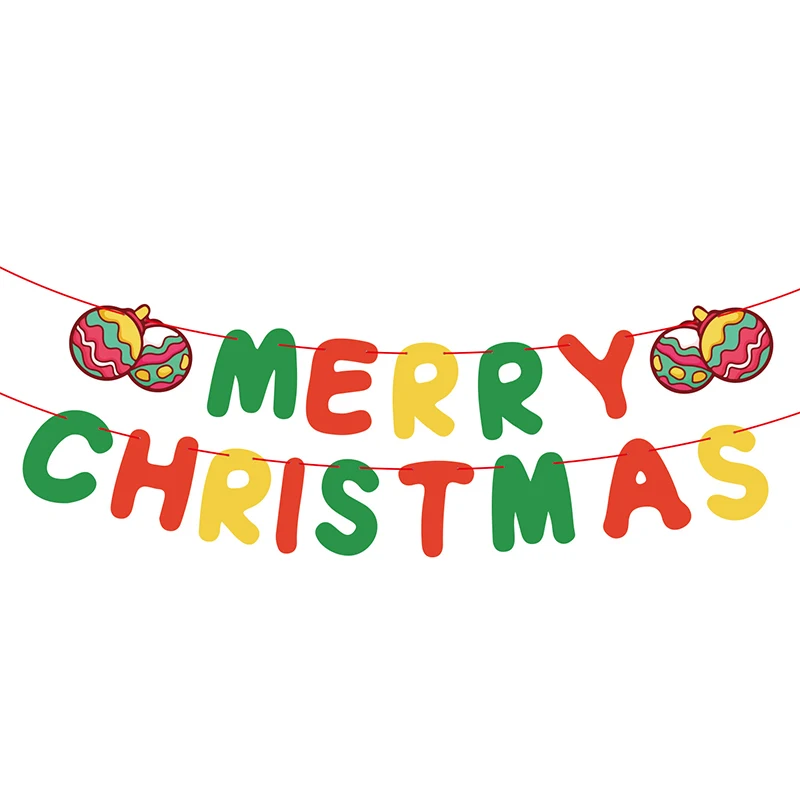 Рождественские украшения 2025 мультяшный флаг цветной Рождественский фестиваль