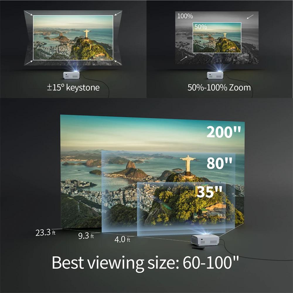 Tanie WEWATCH S1 Smart OS Projektor Native1080P 4K Obsługiwane 360 ANSI Lumenów Kina Domowego Android Projektor LED Full HD WIFI Beamer
