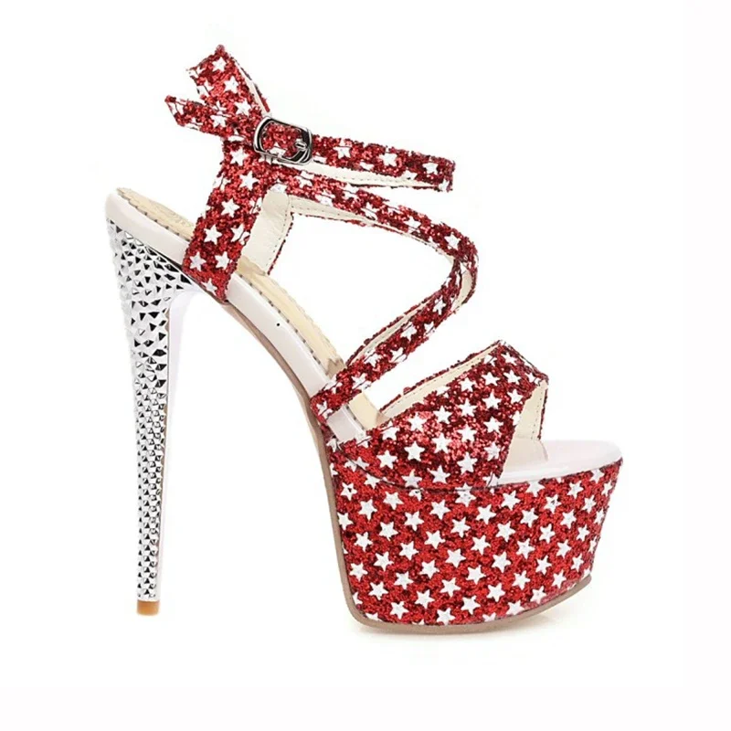 Женские босоножки на шпильках 16 см с передней платформой 5