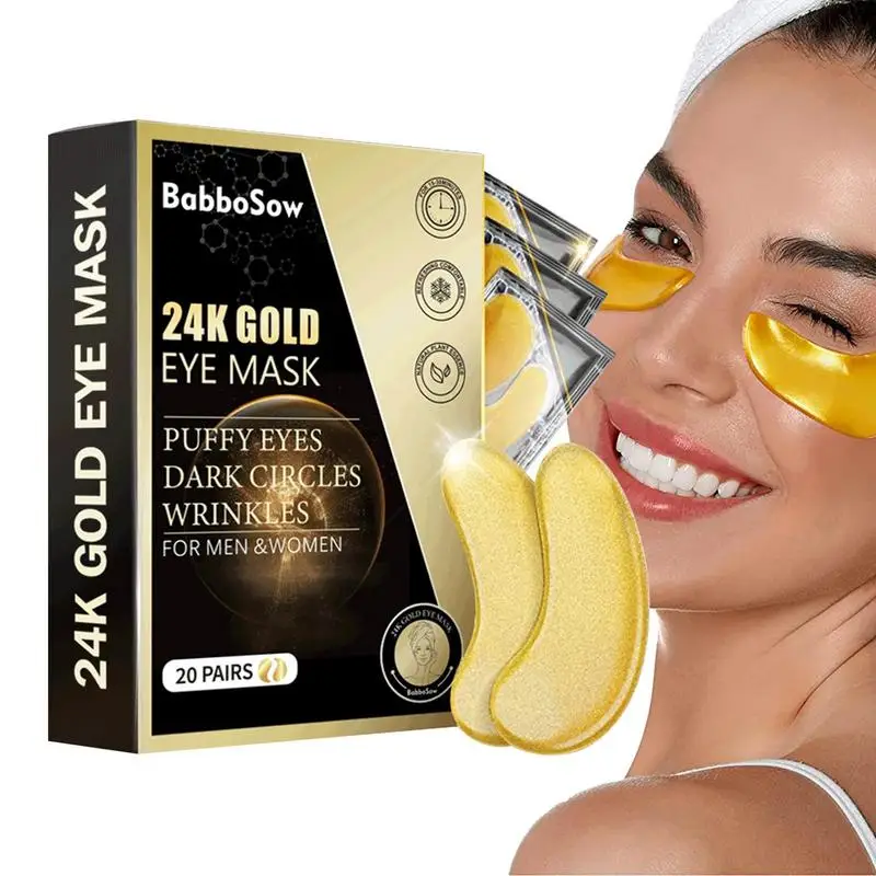 

40pcs Gold Eye Mask 24K Gold Under Eye Patches Crystal Collagen Anti Aging Moisturizing Eye Pads For Puffiness Dark Circles