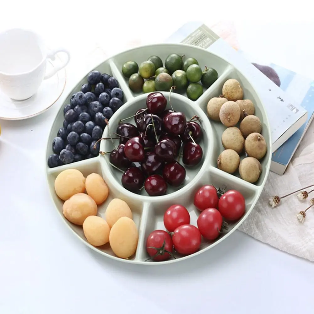 

Round for Party Simple Divided Compartment Food Storage Tray Nuts Dish Appetizer Serving Platter Snack Plate