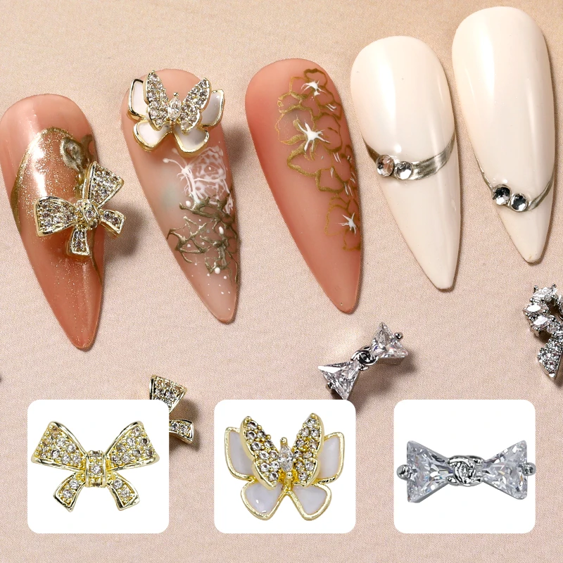 

Japanese Korean Light Luxury Bow Tie Lollipop Bow Tie Nail Art Zircon Crystals for Art Decoration Fashion Jewelry Gift Ornaments