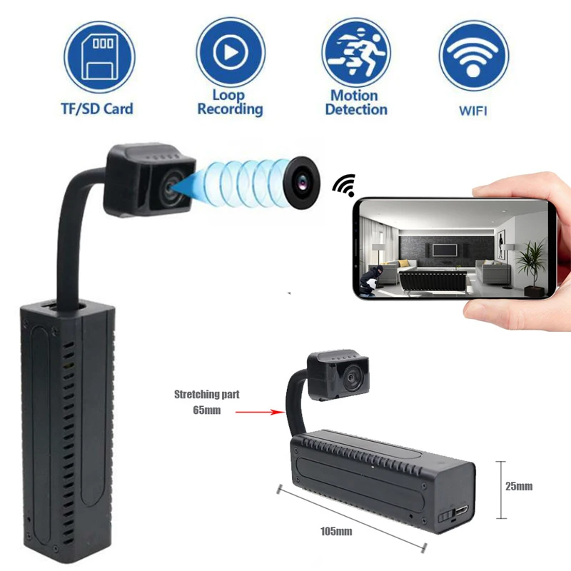 

Mini Camera Wifi Real-time Surveillance 1080P HD IP Camera AI Human Detection Loop Recording Micro Webcam Camcorder