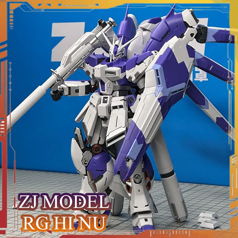 Фото Фигурка ZHUJIANG RG Purple Hi Nu Action Figures HI-V RX-92-2, аниме-фигурка, масштаб 1/144, сборная модель, пластиковые игрушки, подарок на день рождения №1