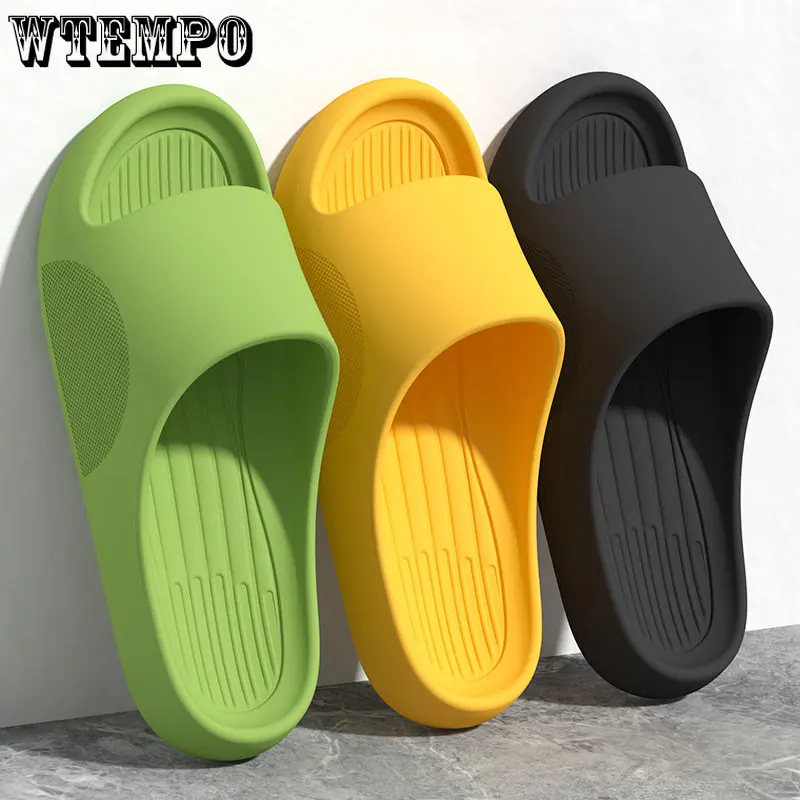 WTEMPO Summer Soft Slippers Fashion Thick Platform Men Women Non-slip Lightweight Slides Couple Silent Solid Color Sandals