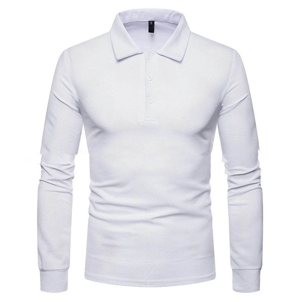 

Fashion Men's T-shirts Lapel Button Solid Color Long Sleeve Quick Dry Lightweight Breathable Clothing Tee Tops T Shirt For Men