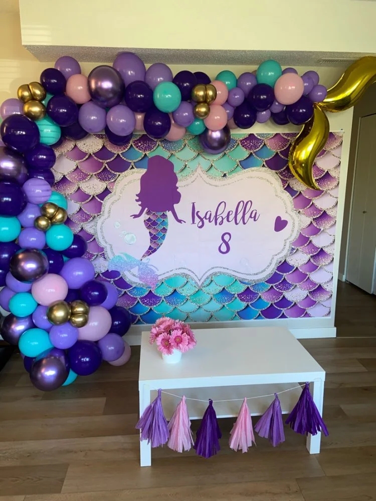 Фон для студийной фотосъемки с изображением русалки и весы дня рождения |