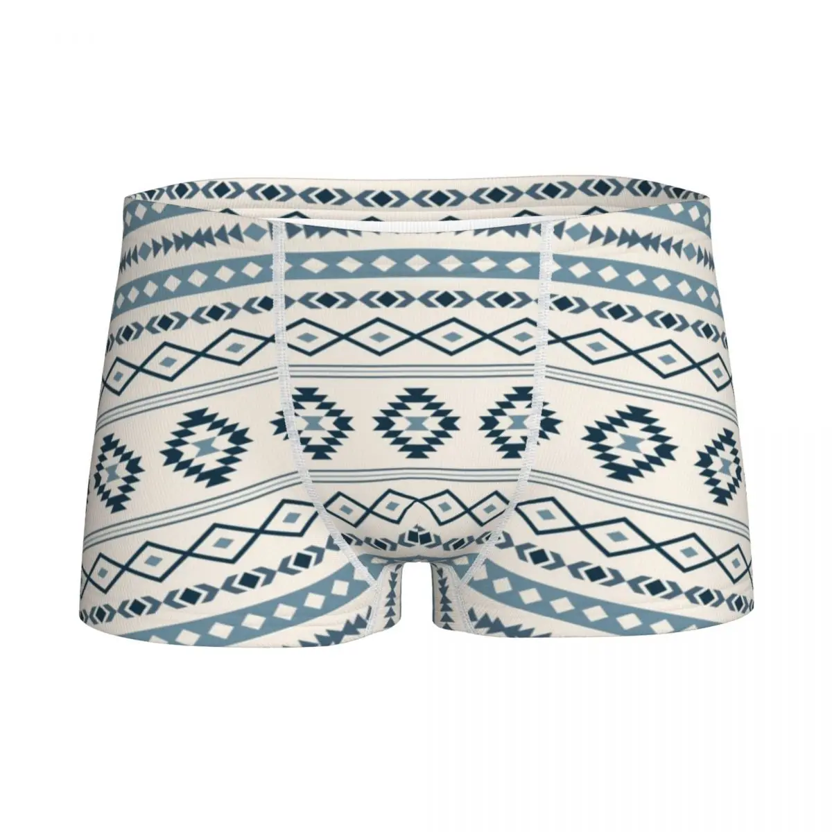 Children's Boys Underwear Bohemian Pattern Youth Panties Boxers Aztec Blues on Cream Mixed Motifs Teenage Cotton Underpants