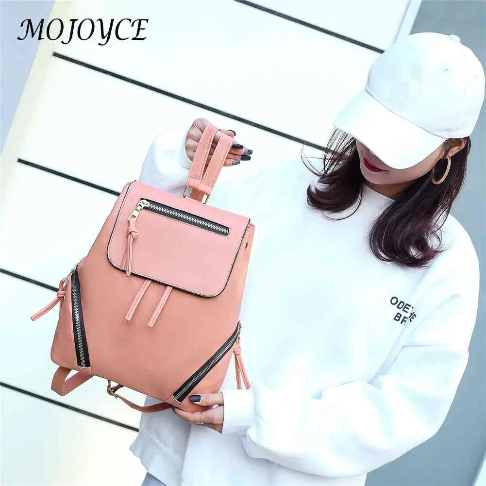 

Fashion Backpack Simple Solid Color Women's Wild Vintage Drawstring Shoulder Bag PU Leather Travel Retro Girl School Bag