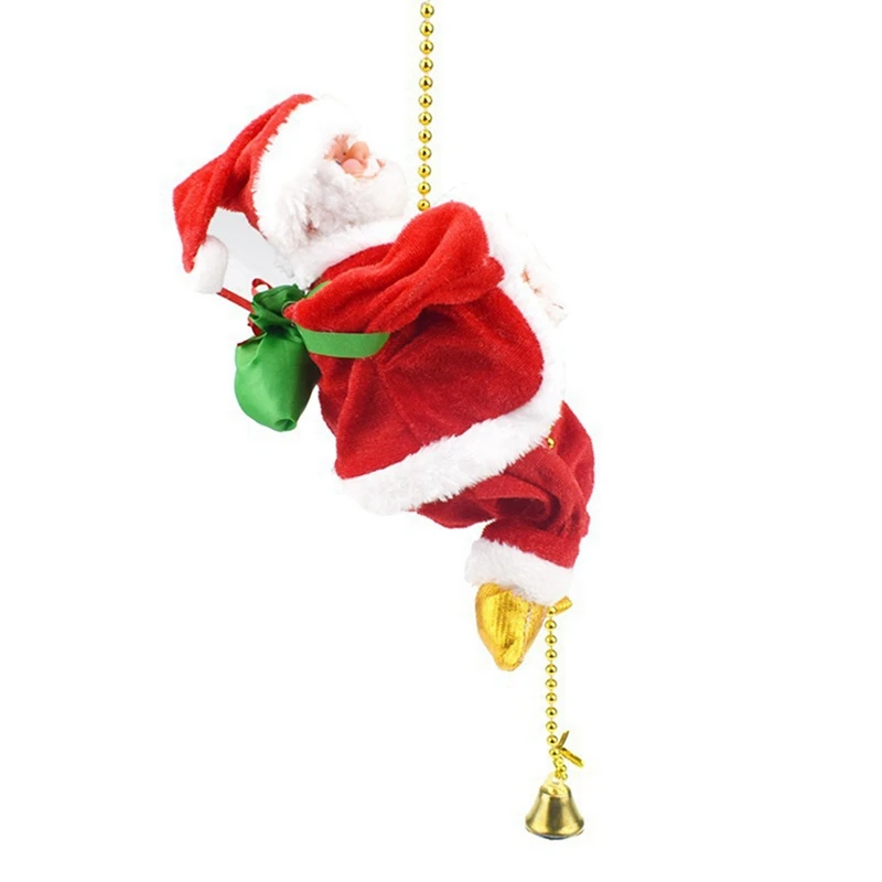 

Santa Claus Climbing On Rope Decoration Electric Automatic Plush Dolls Toys For Home Wall Windows Hanging Ornament