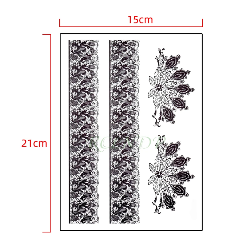 Waterproof Temporary Tattoo Sticker flower size sexy lace hanna band flash tatoo leg back arm large fake tatto for girl women |