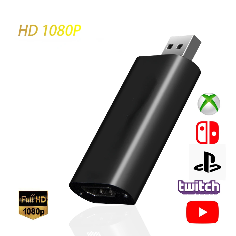 

HD 1080P HDMI-compatible To USB 2.0 Video Capture Card Game Recording Box for Computer Youtube OBS Etc. Live Streaming