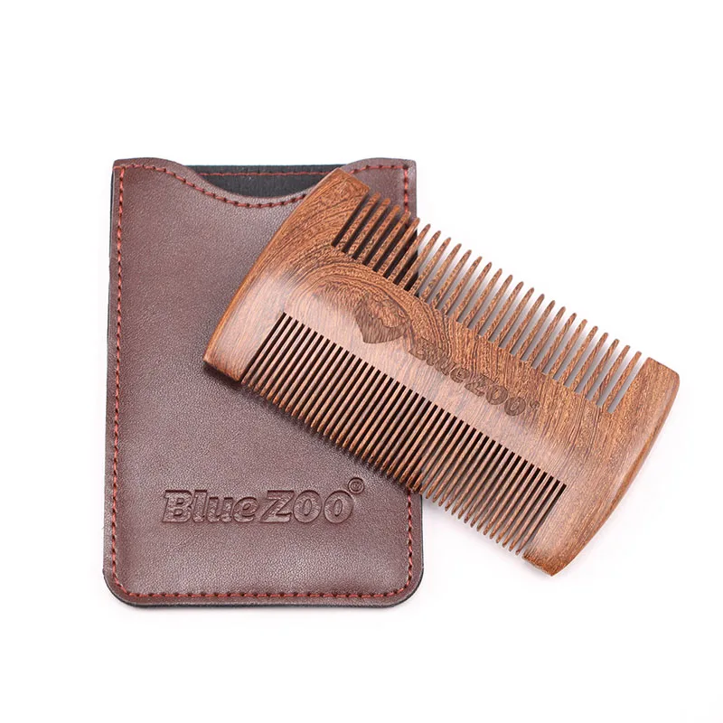 

Beard Mustache Care Combs Sandalwood Men's Beard Comb Double Sided Beard Comb Set Fitted with Stylish Black and Brown Bag