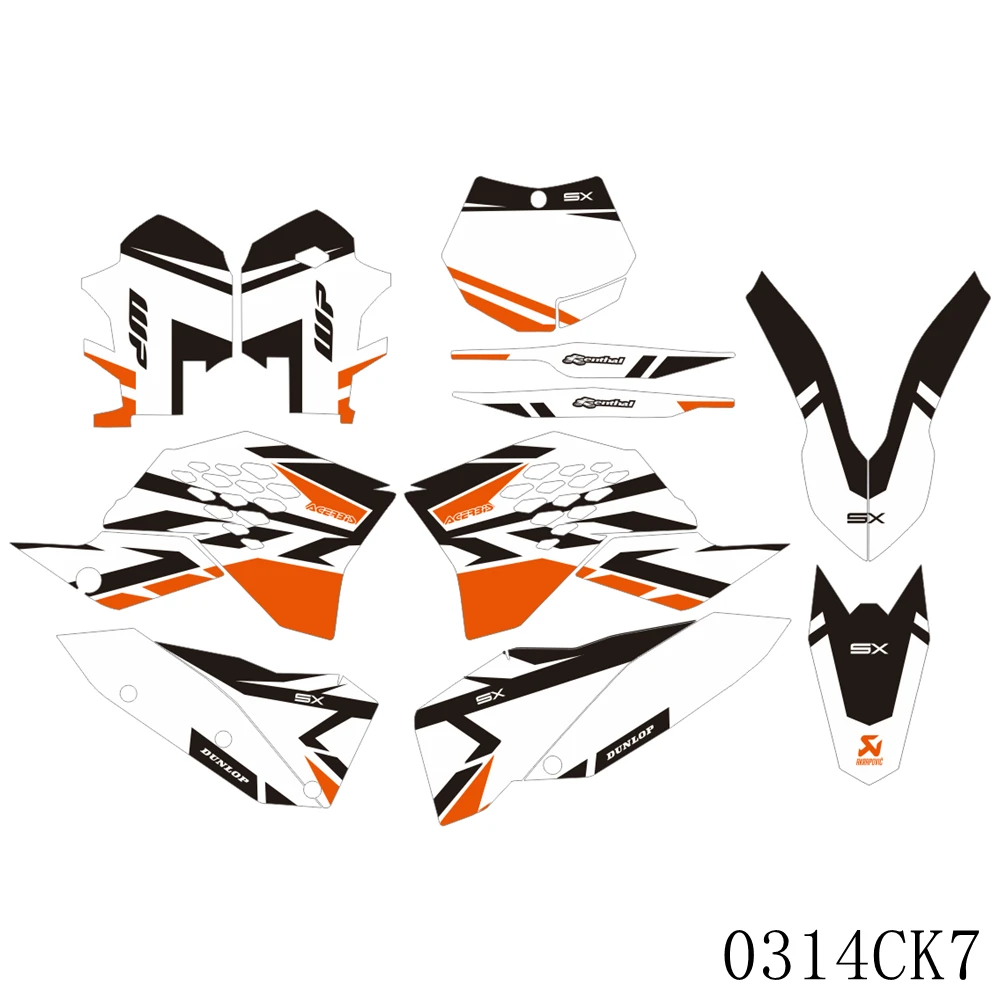 

For KTM SX SXF 125 250 450 2007 2008 2009 2010 Full Graphics Decals Stickers Motorcycle Background Custom Number Name