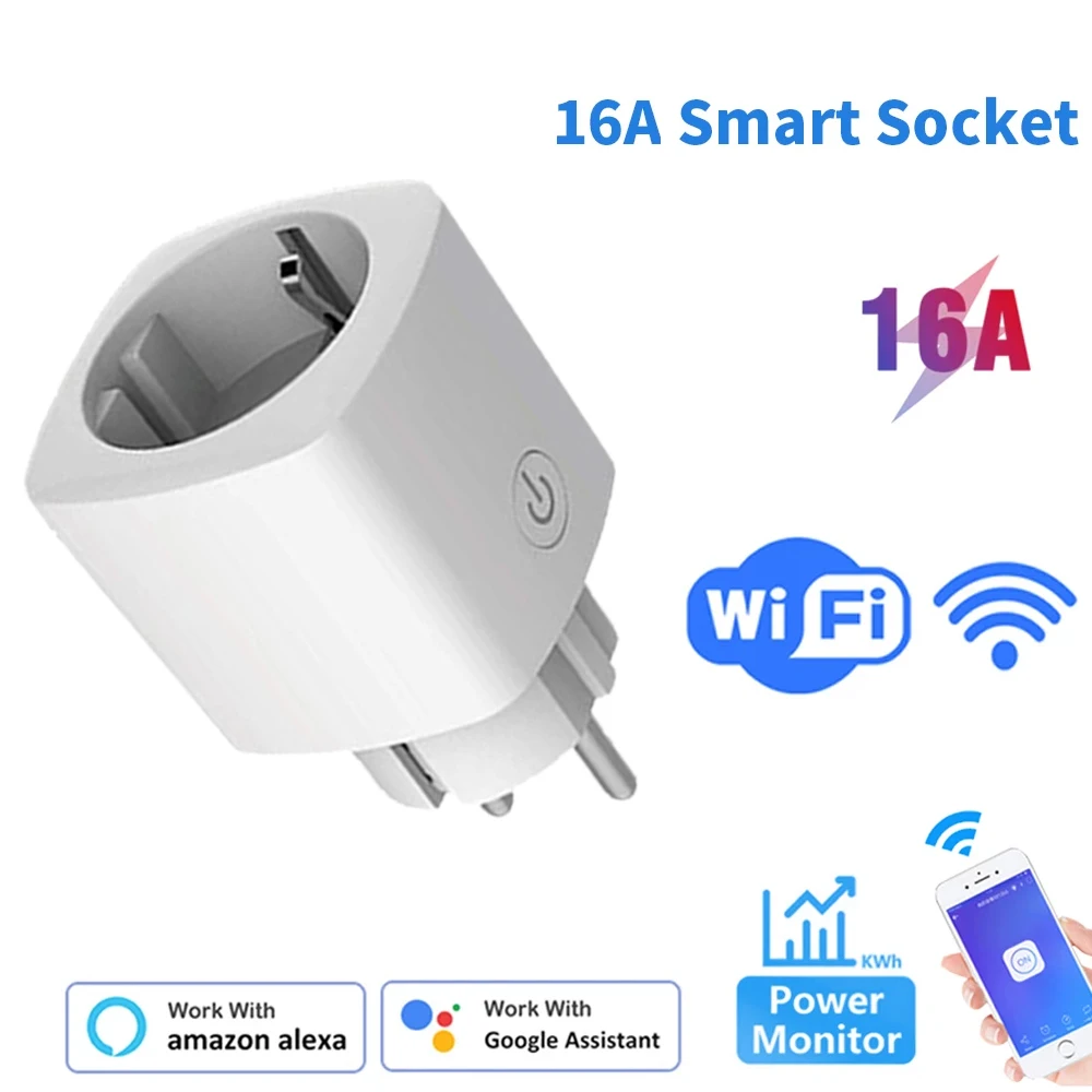 

EWelink Smart Socket 16A EU WIFI Wireless Remote Control Timer Voice Smart Life APP Control Work With Alexa Google Alice