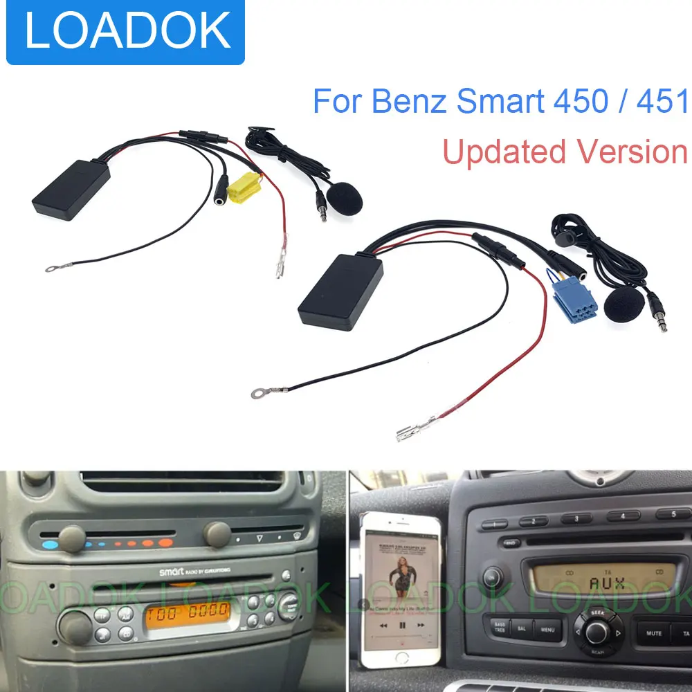 Фото Автомобильный Bluetooth 5,0 для Mercedes Benz Smart 450 451 Roadster Grundig Radio Host 8Pin 6-контактный модуль порта Aux интерфейс адаптер микрофон №1