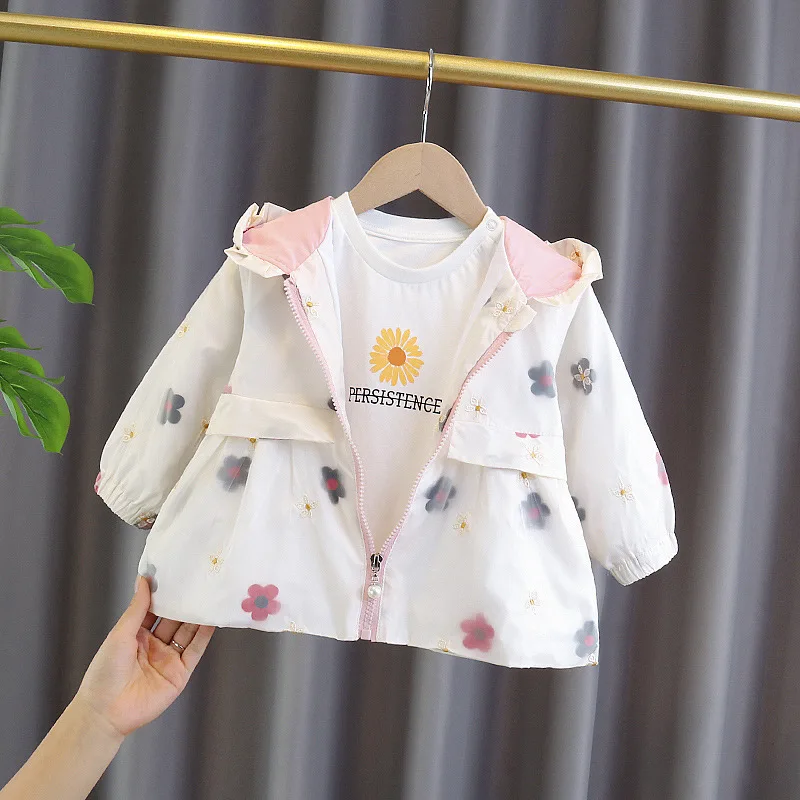 

Autumn Coat Toddler Baby Spring Floral Pearl Zipper Girls Windbreaker Childrens Cotton Coat Korean Clothes Jackets for Girls