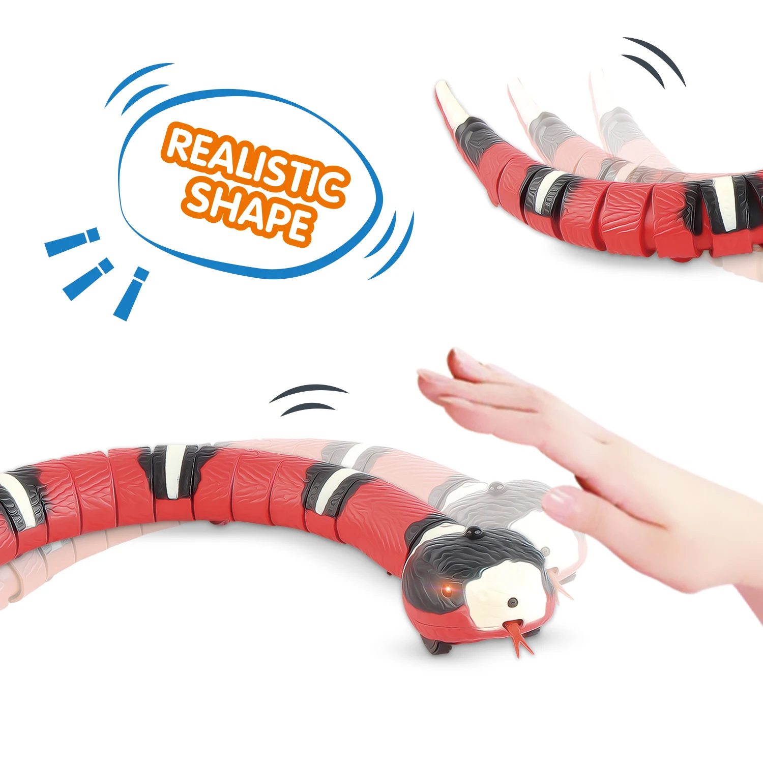 FENGTAI Cat Toy Trick Terrifying Mischief Kids Snake Electric Simulation Trickery 9909S Robotic Animal Pet  Funny Novelty Gift