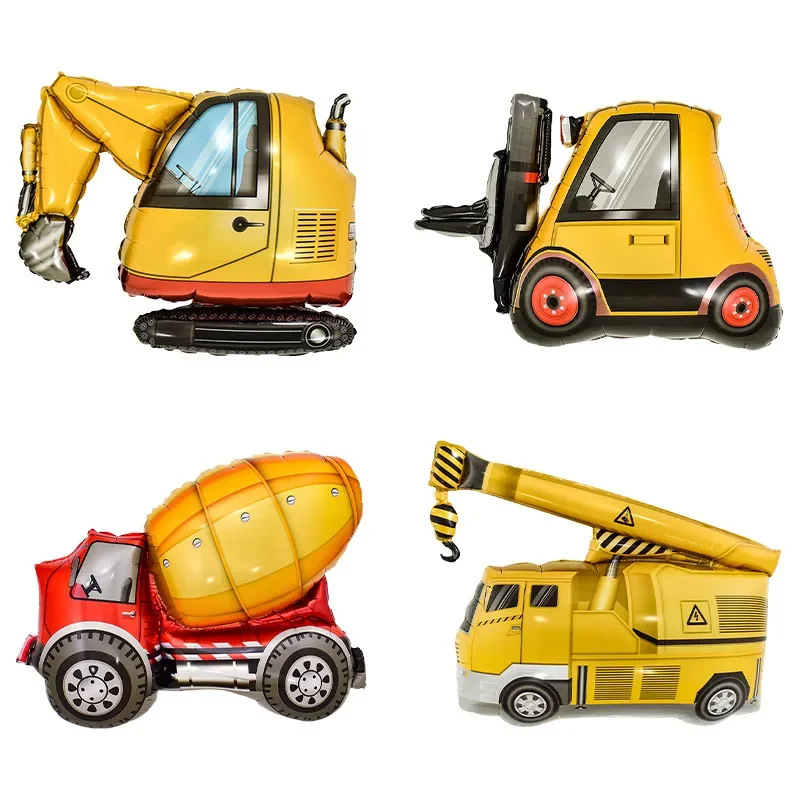 

Vehicle Foil Balloons Cartoon Excavator Forklift Crane Cement truck Globos Kids Birthday Party Decoration Kid Toys