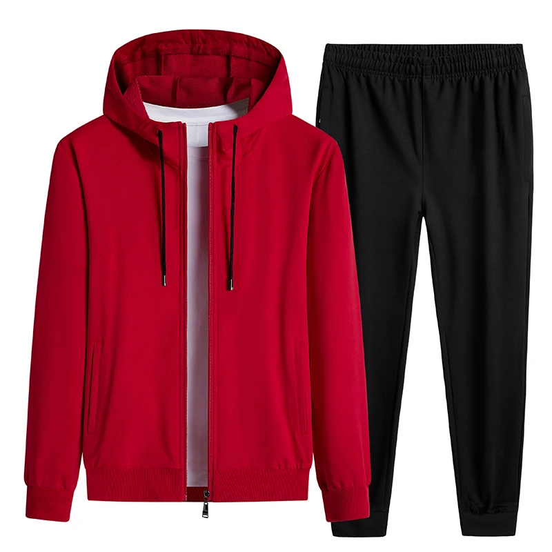Spring Autumn Men Cotton Tracksuit 2 Piece Sets Mens Sports Casual Suit Jacket+Pants Sweatsuit Male Sportswear Hoodies Clothing