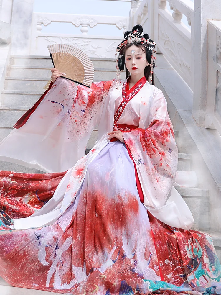 Женский китайский халат Hanfu для народных танцев платье ханьфу костюм Тан