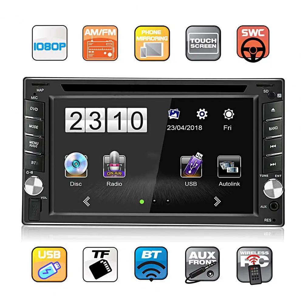 

1 Set Car DVD Player 6.2-Inch Large Screen High Pixel Density Plastic Car Multimedia Player Vehicle Navigation Accessories for S