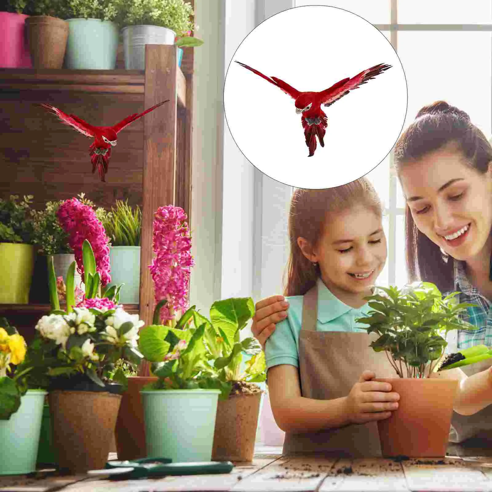 

Miniature Parrot Figurine Tropical Bird Statue Figurine Xmas Tree Ornament Table Centerpiece Hawaiian Luau Party Parrots