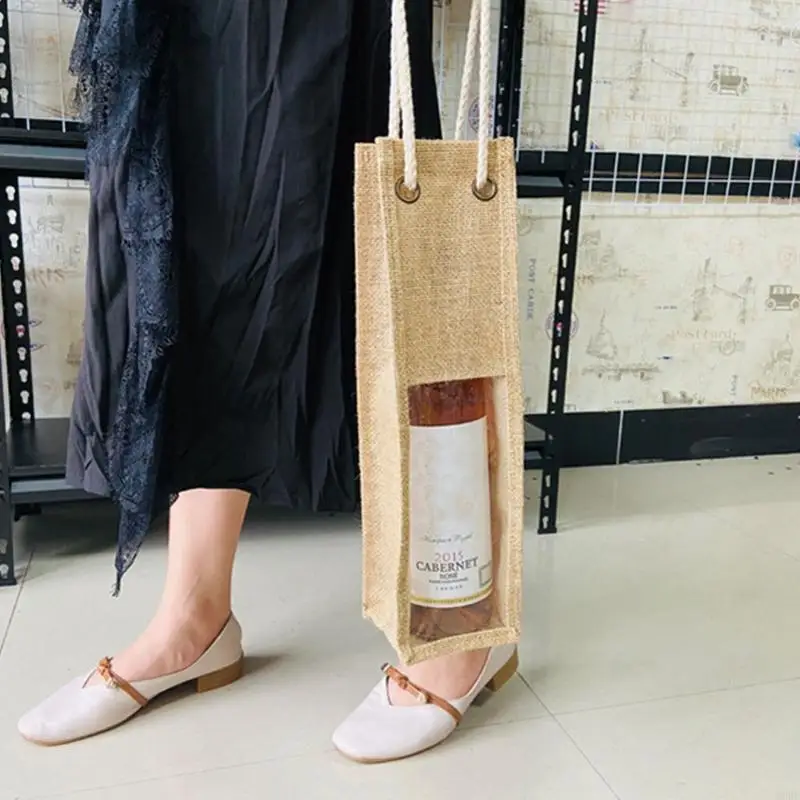 63HC Jute Wine для перевозчика многоразовая мешковая сумка с мешковыми мешками ручками
