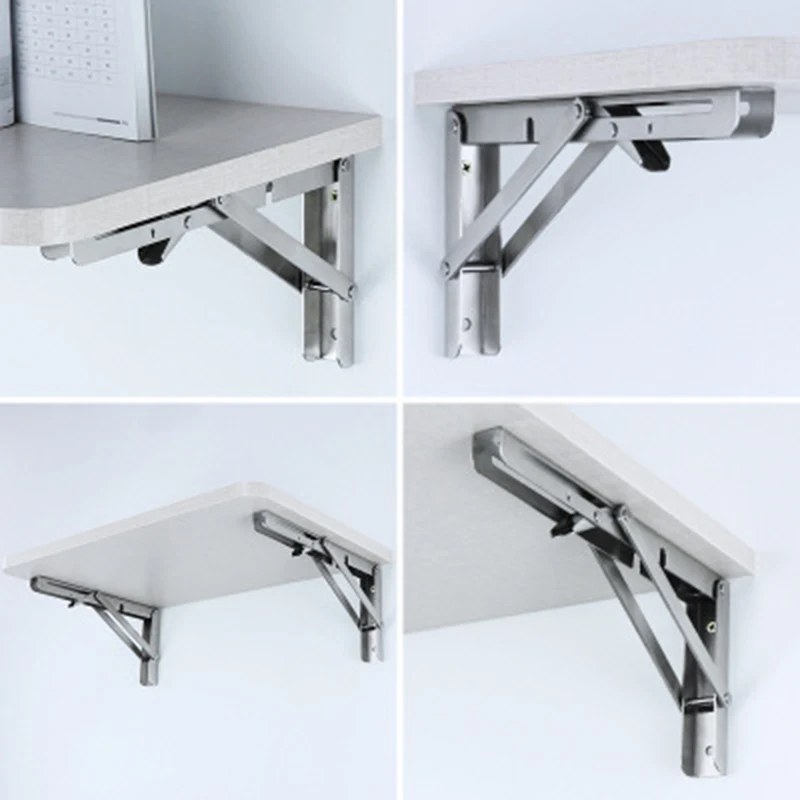 

1PCS Folding Shelf Brackets Heavy Duty Stainless Steel Collapsible Shelf Bracket For Table Work Space Saving DIY Bracket