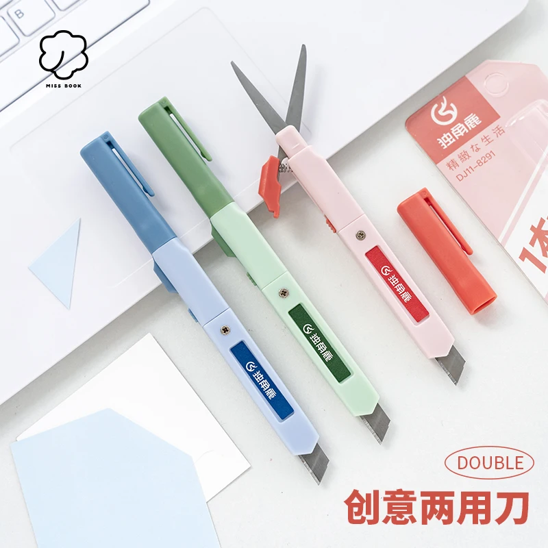 

Portable Scissors Stationery Cute Scissors Folding Scissors Craft Scissors Art Knife Office Portable Safety Scissors 2 Functions