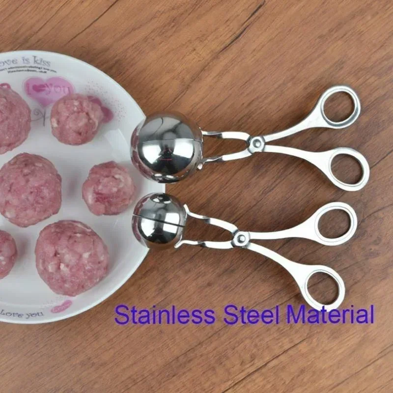 Фото Инструмент для изготовления мясных шариков, зажим из нержавеющей стали, круглый формирователь рисовых шариков, ложка, форма для изготовления фрикаделек, антипригарный чучело, кухонный гаджет №3
