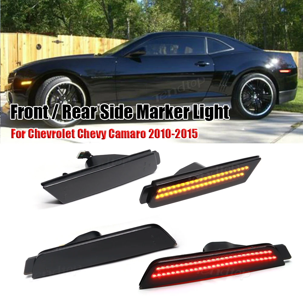 2/4Pcs LED Bumper Side Smoked Marker Light For Chevy Camaro 2010 2011 2012 2013 2014 2015 Yellow Red Front Rear LED Fender Lamps