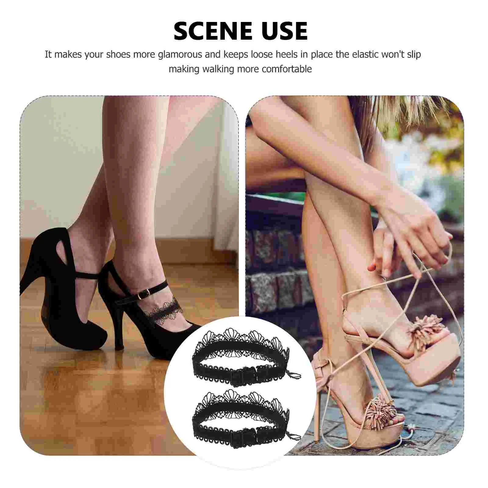 1 Pair Elastic High Heels Shoe Strap Anti Loose High Heels Ankle Lace Straps for Women