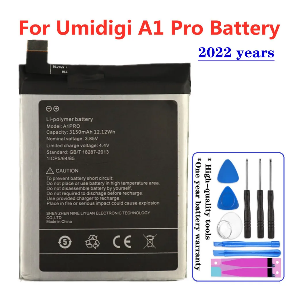 

2022 New Mobile Phone Battery For UMIDIGI A1 Pro Battery 3150mAh 5.5inch MTK6739 3+16G High Quality Replacement Battery + Tools