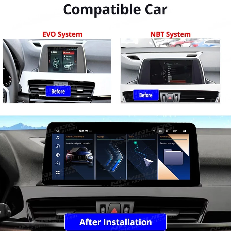 NAVIGUIDE Android13 12 3 &quotавтомобильный радиоприемник для BMW X1 F48 2016-2017 NBT система Carplay