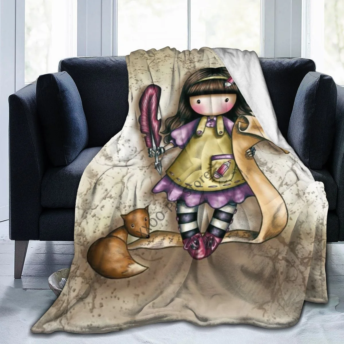 

Coque Art Cartoon Santoro Gorjuss Throw Blanket Fuzzy Warm Throws for Winter Bedding 3D Printing Soft Micro Fleece Blanket GUN