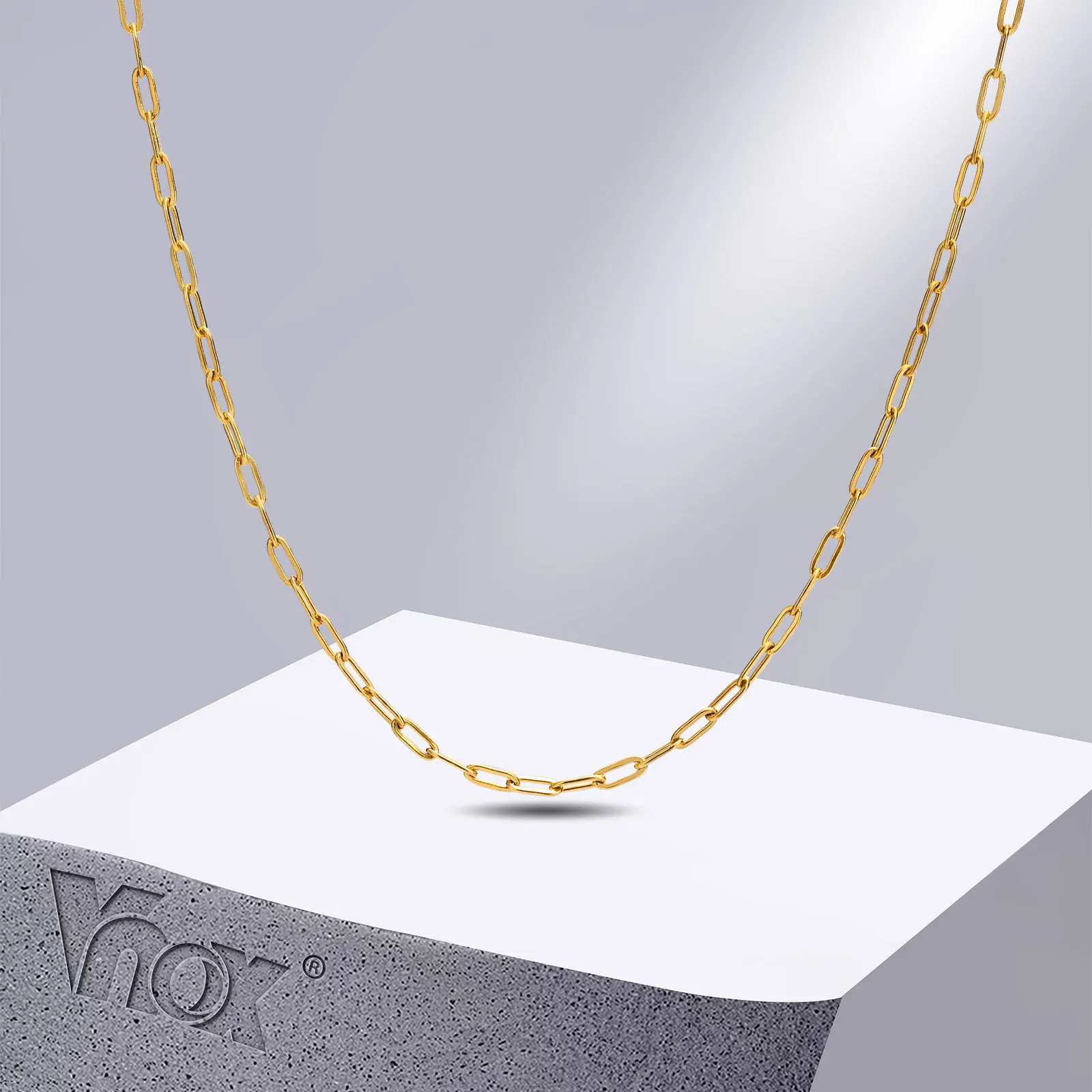 

Vnox Chic Paperclip Chain Choker Necklaces for Women,Gold Color Stainless Steel Geometric Rectangle Links Collar Gift Jewelry