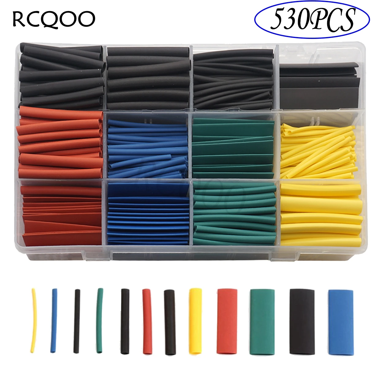 

530Pcs Heat Shrink Tube Shrinkable Tubing Wrap 2:1 Electric Insulation for RC for Cable LED Soldering DIY Household Electrical