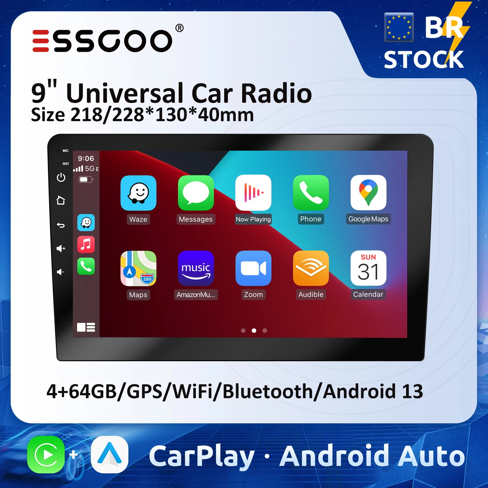 ESSGOO 9 &quotавтомобильный радиоприемник Android Auto Carplay автомобильный стерео