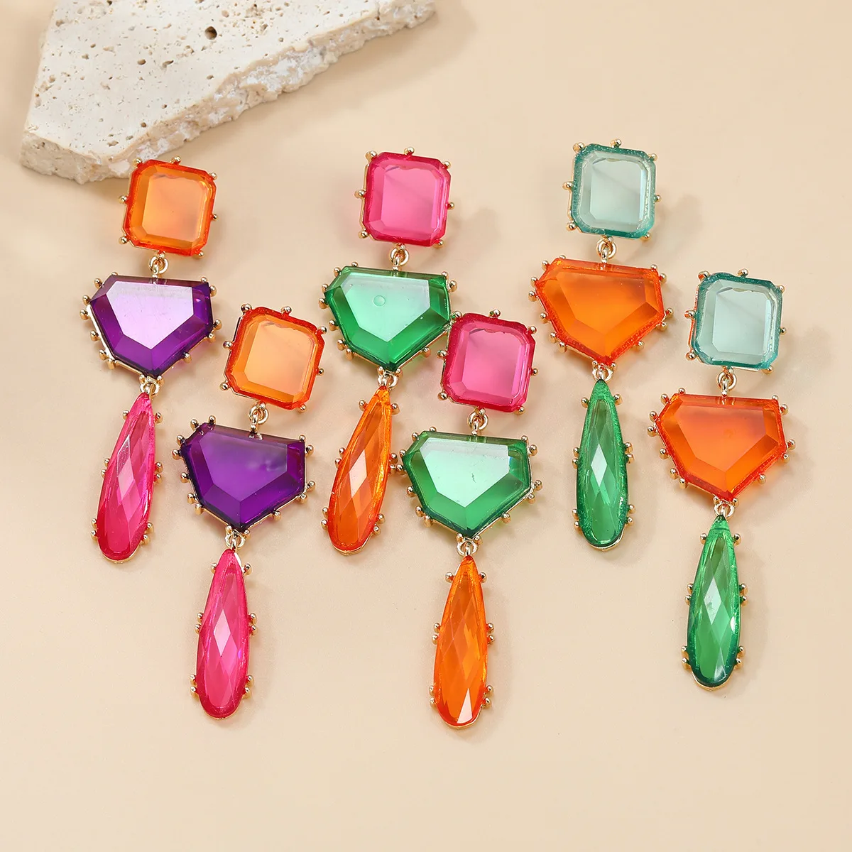 Модные Красочные полимерные геометрические Висячие серьги для женщин новые