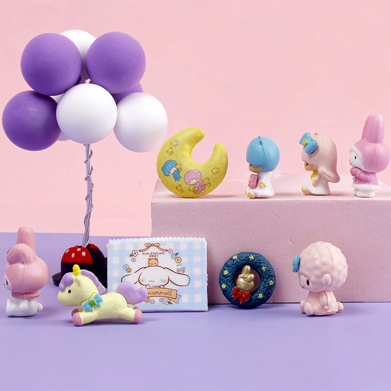 

Kitty Cat Sanrios My Melody Anime Cartoon Kawaii Mini Figure Model Dolls Cake Decoration Decorations Kids Girls Birthday Gifts