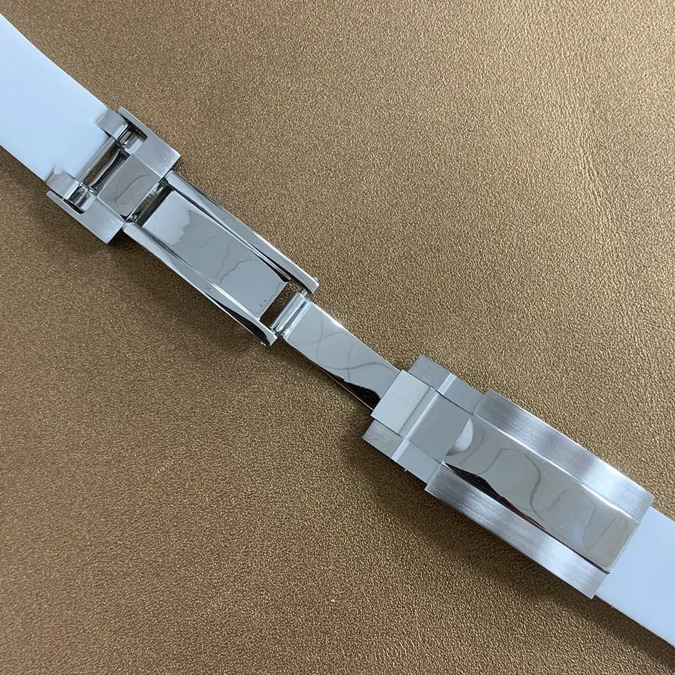 20mm silicone strap black white blue green 316L stainless steel single folding claspwatch modification accessories case band