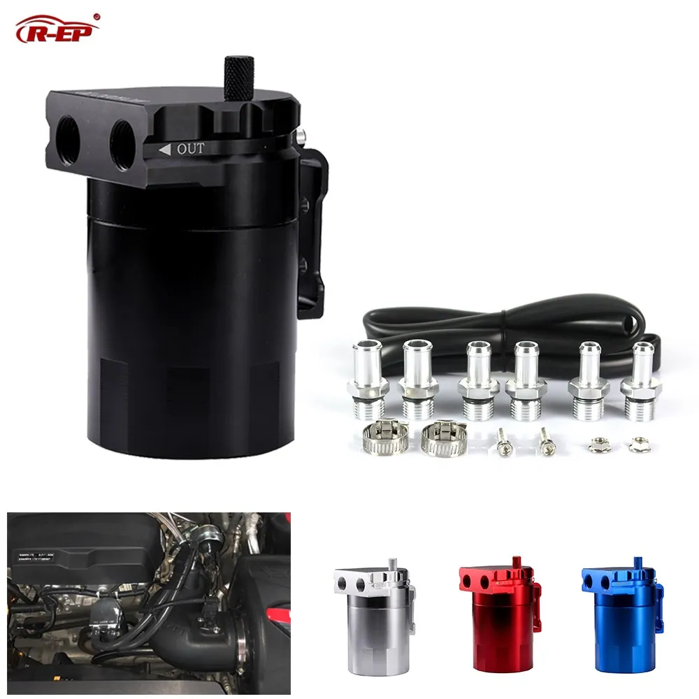 

R-EP Oil Catch Can Universal Fuel Tank for Racing Car Aluminum Oil Reservoir Tank XH-JT052