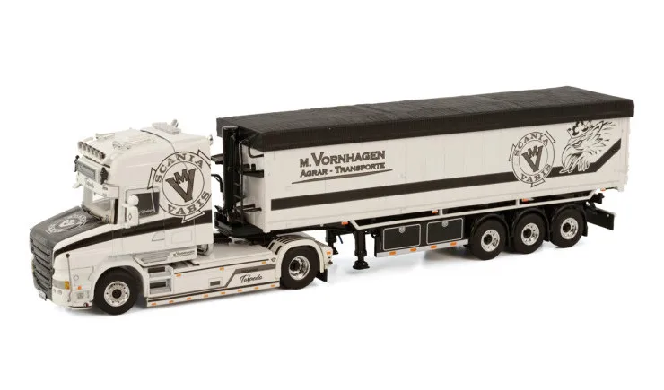 

Collectible Alloy Model Gift WSI 1:50 Scale Scania T6 4X2 Truck Tractor Tarpaulin Trailer Diecast Toy Model M. VORNHAGEN 01-3588