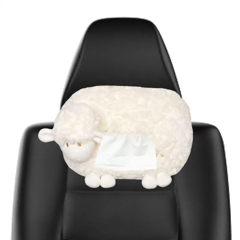 

Car Tissue Box Cartoon Sheep Tissue Box Holder Plush Wipes Case Dispenser For Auto Napkin Holder Cute Car Accessories Room Decor