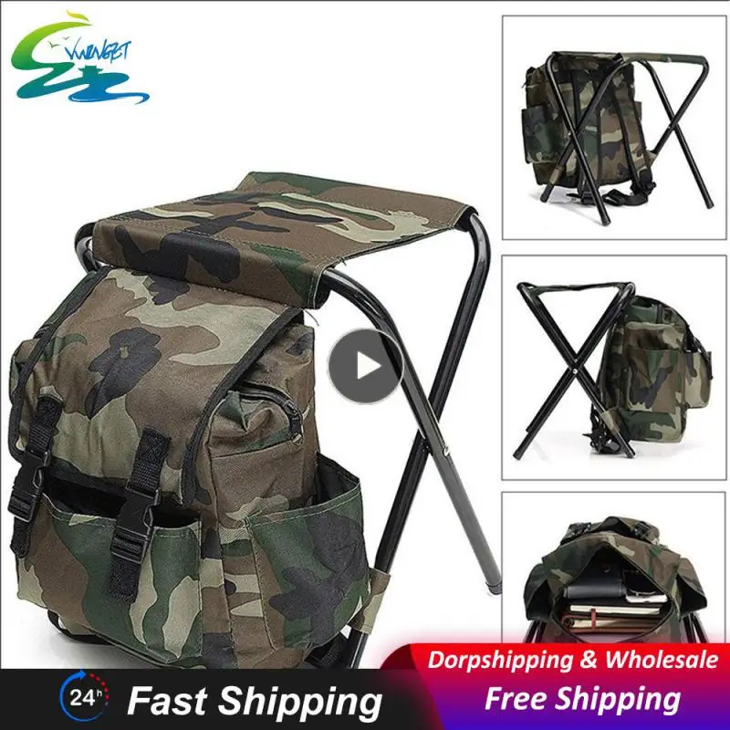 

Fishing Stool Oxford Cloth Comfortable Foldable Chair Durable With Backpack Stool Camping Equipment Outdoor Chair Wear-resistant