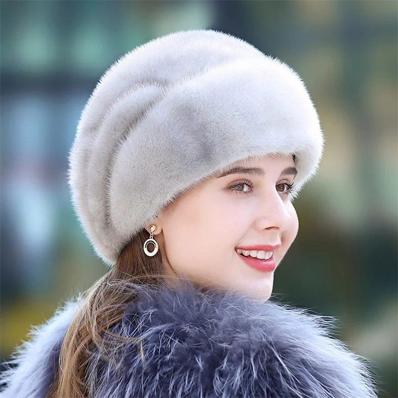 High End Women's New Fur Basin Hat In Russian Style Luxury Winter Mink Fur Hat Fashionable Natural Warmth Soft Thickened Fur Hat