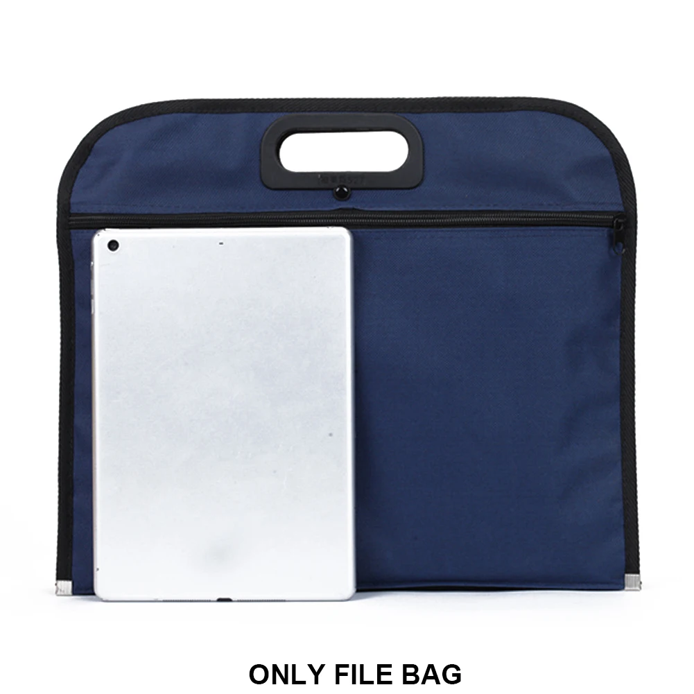 

Conference Large Capacity Document Holder Zipper Closure Handbag Travel Oxford Cloth Multipurpose File Bag Solid Blue Business