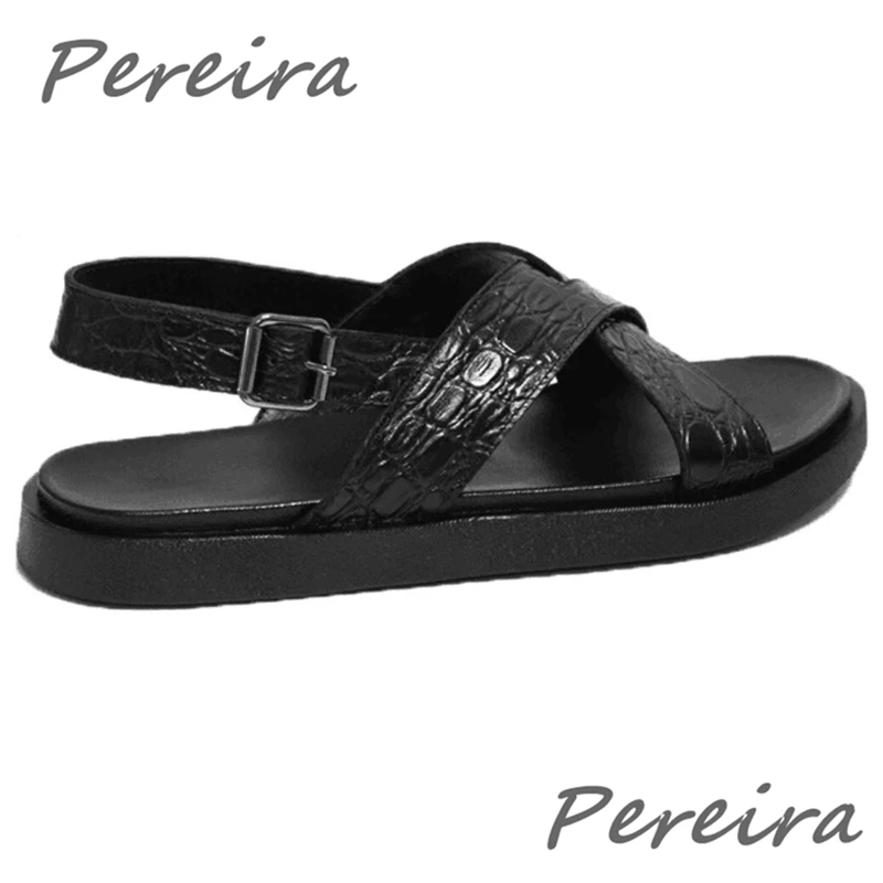 Сандалии мужские с крокодиловым узором модные повседневные босоножки из